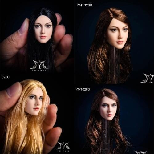 YMT026 1/6 Female Brown golden Hair Head Carved Head Sculpt For 12'' Inch Pale Female Body In Stock