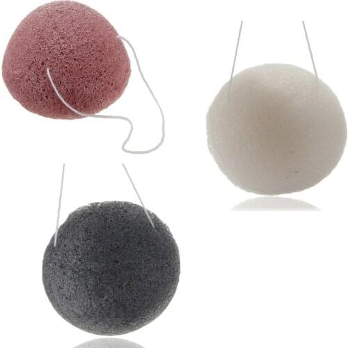 Konjac Konnyaku Jelly Fiber Face Makeup Wash Pad Cleaning Sponge Puff Exfoliator-white