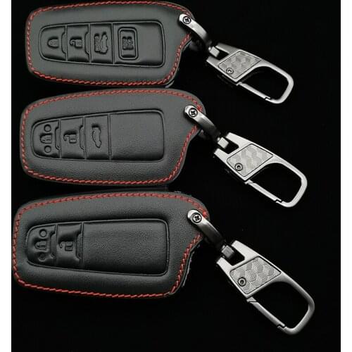 Leather Key Case For Toyota Camry Chr Corolla Rav4 Avalon Land Cruiser Prado Prius Remote Fob Cover 2 3 4 Button 2018 2019 2020