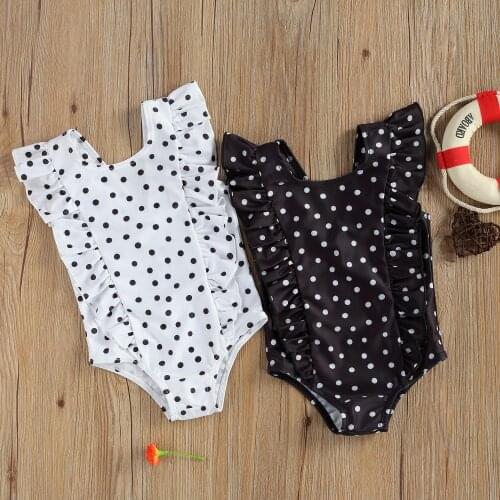 0-5Y Kids Baby Girls Swimwear 2021 Summer Polka Dot Ruffle Bikini Toddler Swimsuit Baby One Piece Bathing Suit Girls Beachwear