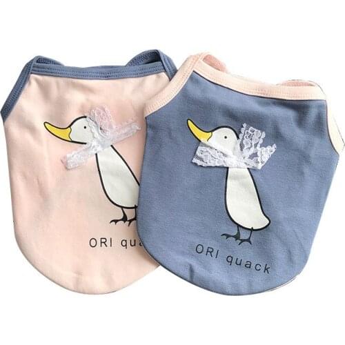 Summer Dog Clothes Cotton Puppy Dog Costume Chihuahau Yorkie Pets Vest Shirt Soft Dogs Vest Lace Duck Couple Pet Clothing