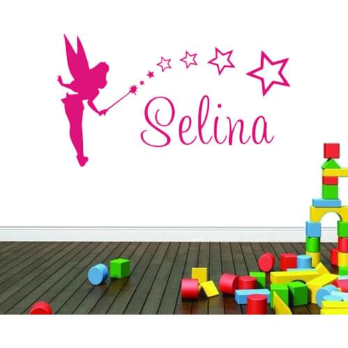 Top Decoration Family Cartoon Beautiful Fairy And Stars Welcome Wall Stickers Custom Kids Wallpaper For Girl Bed Room