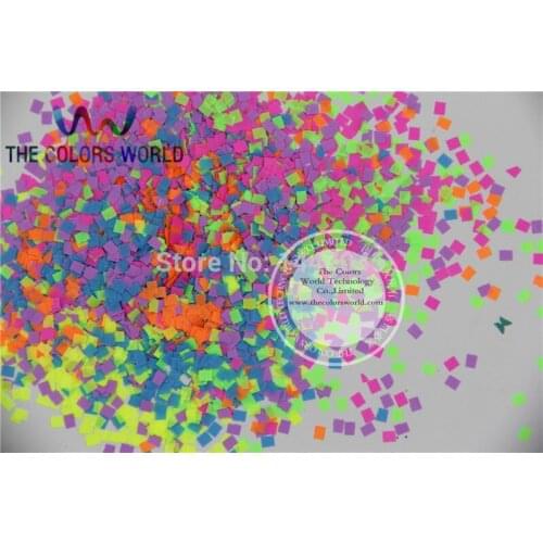 Mix Neon Colors Solvent Resistant Square Shape Glitter Sequins,Spangles for nail art decoration Size:2.5mm 1pack=50g