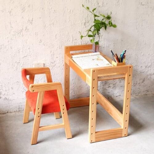 High quality student desk chair set the height adjustable children learning table solid wood furniture set multicolor optional