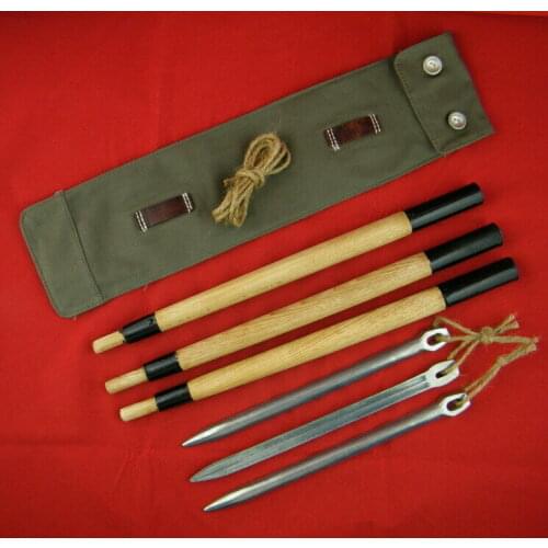 WWII GERMAN ARMY ZELTBAHN TENT POLES STAKES SET
