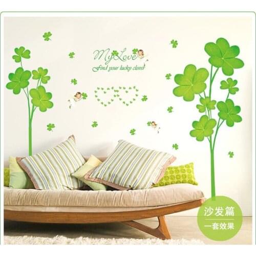The new HM1SK9068 clover Sweet and fashionable sitting room porch decorate bedroom wall stick PVC can be removed