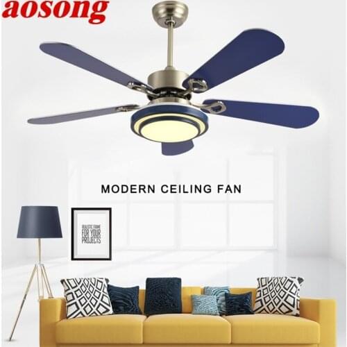 AOSONG Modern Ceiling Fan With Lights Remote Control LED 3 Colors Home Decorative for Dining Room Bedroom Restaurant