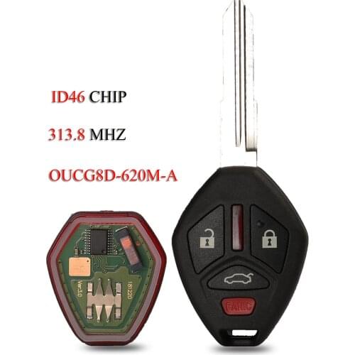 Kutery Remote Smart Car Key For Mitsubishi Galant Eclipse 2007-2012 4Buttons ID46 Chip 313.8Mhz OUCG8D-620M-A