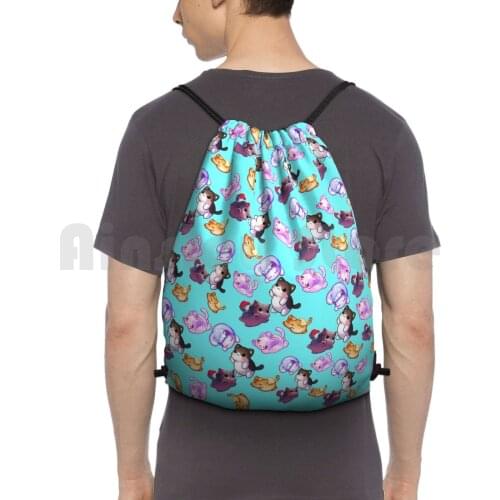 Aphmau Cats Backpack Drawstring Bag Riding Climbing Gym Bag Aphmau Kids Aphmau Cats Pattern Aphmau Cute Cat Cute Sitting Cat