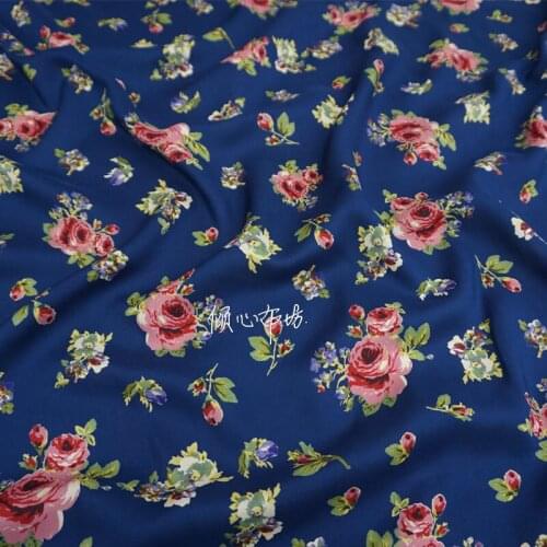 Twill cotton Twill cotton Small blue flowers Satin silk fabric Satin de soie Satén шелк hanfu cloth DIY patchwork bag