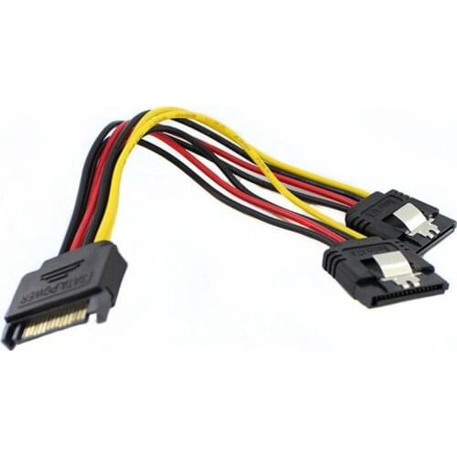 SATA 15 Pin Male To 2 SATA 15 Pin Female 15Pin Power cable HDD Y Splitter Universal Connector Adapter