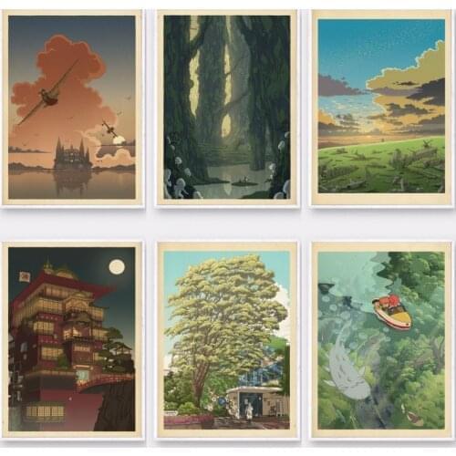 Nordic Style Home Decor Canvas Hayao Miyazaki Ponyo on the Cliff HD Prints Poster Painting Living Room Wall Art Modular Picture