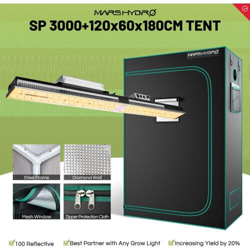 Mars Hydro SP 3000 LED Grow Light +120x60x180cm Grow Tent Box Full Spectrum Bar Strip Indoor Plant Veg and Bloom Stage