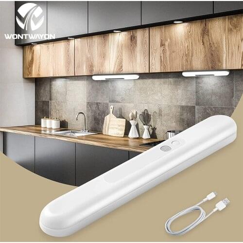 LED Cabinet Light USB Powered Night Light Wireless Smart Motion Sensor Light Stepless Dimming Magnetic Adsorption Step Light