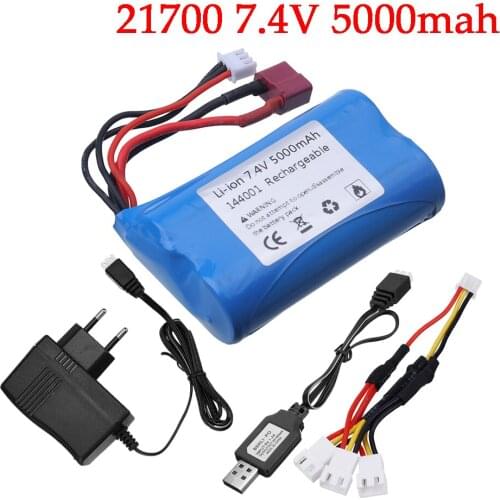 Hight Power Upgrade to 7.4V 5000MAH 2S lipo battery T plug for Wltoys 12428 144001 RC Car Parts 2S LI-ION battery for 144001 toy