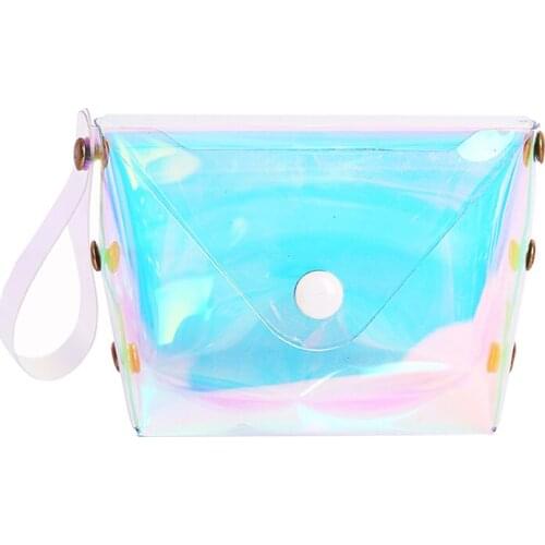 1pc Laser Color ID Bank Credit Card Storage Bag Transparent Business Card Case Mini Women Girls Coin Wallet