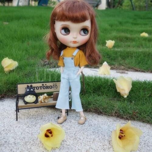 1 Pcs High Quality Handmade Doll Clothing 1/6 Blyth Doll Cropped Bib Pants Licca Azone S Doll Overalls Clothes Accessories