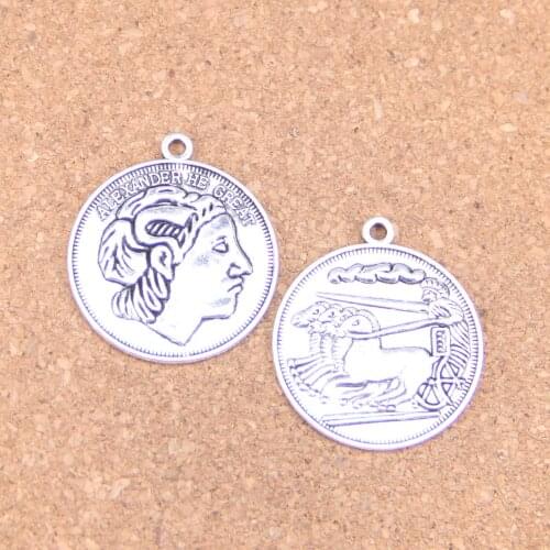 30pcs Charms Coin 28mm Antique Pendants,Vintage Tibetan Silver Jewelry,DIY for bracelet necklace