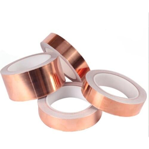 50 meter Double Guide Repair Tapes 0.05mm Thick Adhesive Conductive Copper Foil 5/10/15/20mm Shield Eliminate Anti-static Tape