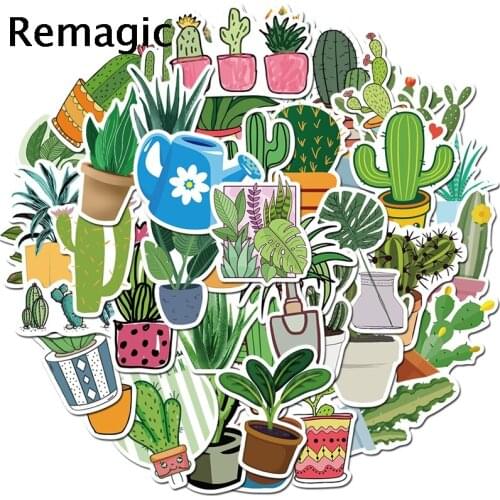 45pcs Green plants cactus Stickers decal scrapbooking diy pasters home decoration phone laptop waterproof cartoon accessories