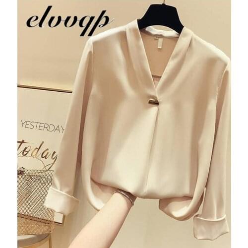 Autumn Women 2020 Fashion Blouses Solid Plus Size Female Clothes Loose Shirt Long Sleeve V-neck Blouse Simple Ol Feminine Blusas