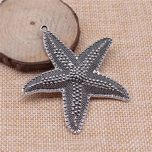 Charms for Jewelry Making Findings Handmade DIY Craft 2pcs Antique Silver Color 67x63mm Big Starfish Charms Pendant