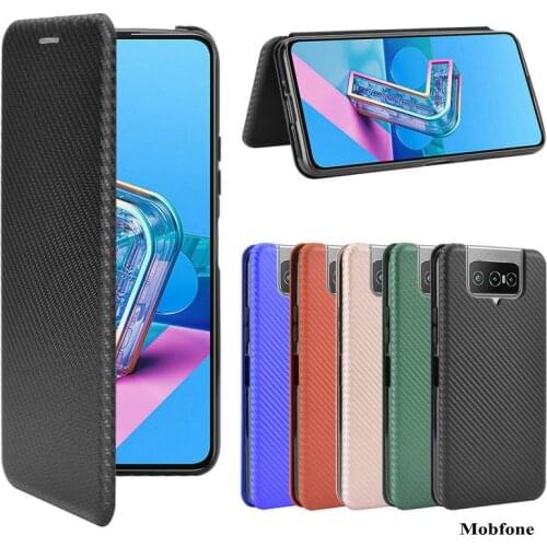 Zenfone 7 Pro ZS671KL Case Flip Book for Asus Zenfone 7 ZS670KL Carbon Fiber Case Cover TPU Bumper Zenfone7 Pro Wallet Fundas