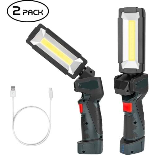 COB LED Flashlight Dual 360° Rotatable Working Light 18650 USB Rechargeable Inspection Lamp Car Emergency Light Outdoor Lighting