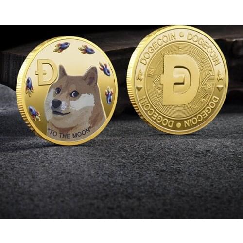 D13 High Quality Beautiful WOW Gold Plated Dogecoin To The Moon Coin Cute Printng Dog Souvenir Collection Gifts