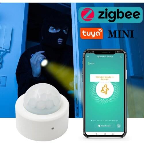 Zigbee 3.0 Tuya Mini Smart Human Motion Movement Body PIR Transducer Sensor Smart Life Home Security Wireless Connection Light