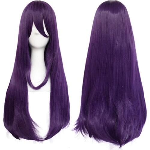 DDLC Doki Doki Literature Club Yuri Cosplay Wig Purple Long Heat Resistant Synthetic Hair Party Role Play Wigs + Wig Cap