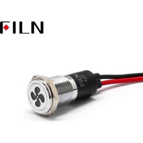 FILN 14mm Car dashboard fan symbol led red yellow white blue green 12v led indicator light with 20cm cable