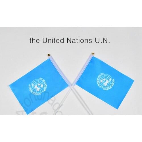 UN 14*21cm The United Nations flag Banner hand waving National flag Home Decoration flag banner