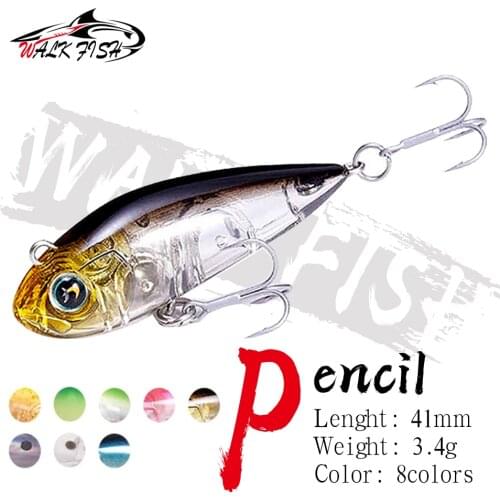WALK FISH 41MM 3.7G Pencil Fishing Lure 3D Eyes Artificial Bait Sinking Hard Bait Saltwater Pike Bass Fishing Tackle