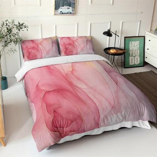 2-3 Pieces Colored Marble Bedding Set Pastel Pink Blue Purple Quilt Cover Pillowcase Abstract Art Adult Product King Full Size