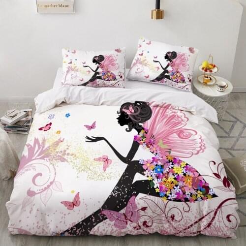 3D Flower Fairy Bedding Set Bed Linen Single Twin Full Queen King Duvet Cover Pillowcase Children Girl Bedclothes child quilt