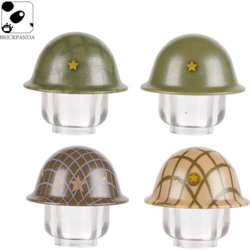 WW2 Helmet Building Block Military US Figures Soldiers Weapon Parts German Army Hats Accessries Bricks Toys for Children