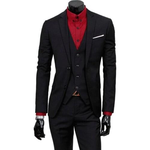 Suit + Jacket + Pants 3 Pieces Sets / 2021 Fashion Men Business Suits / Mans Blazers Jacket Coat + Trousers + Waistcoat / S-6XL