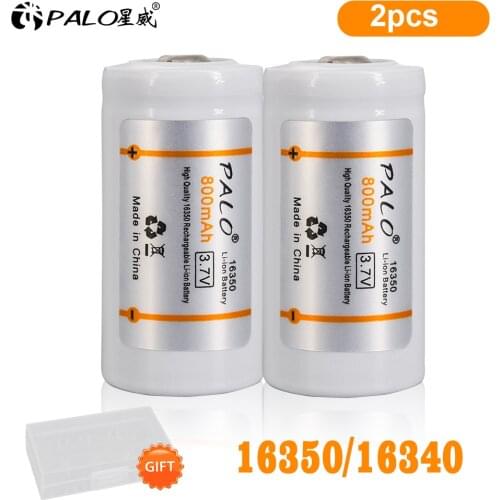 PALO 16340 16350 li-ion battery 3.7v li-ion rechargeable batteriesCR123 CR 123A CR17345 rechargeable 16340 li ion batteries