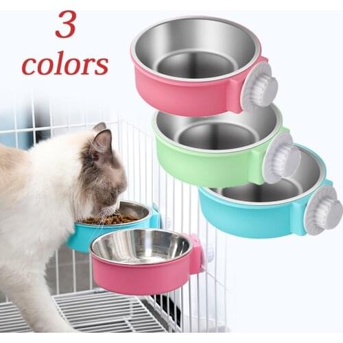 Pet Feeding Bowl Anti Skid Stainless Steel Travel Food Water Feeder Hanging Fixed Dish For Puppy Dog Cat Pet Supply