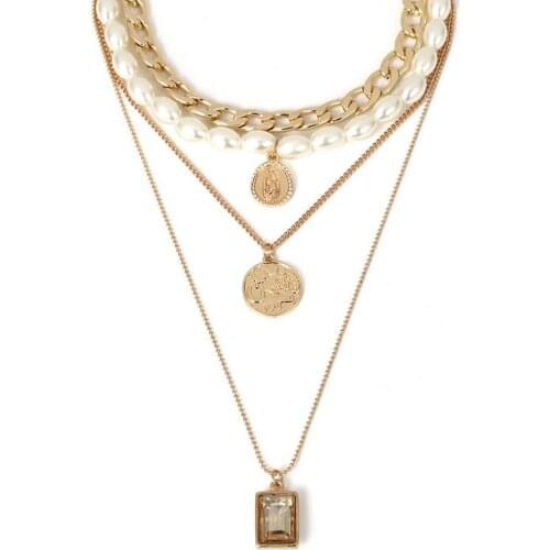 Multi-layers Coin Pendant Necklace Chain Choker Necklace Chic Women Jewelry