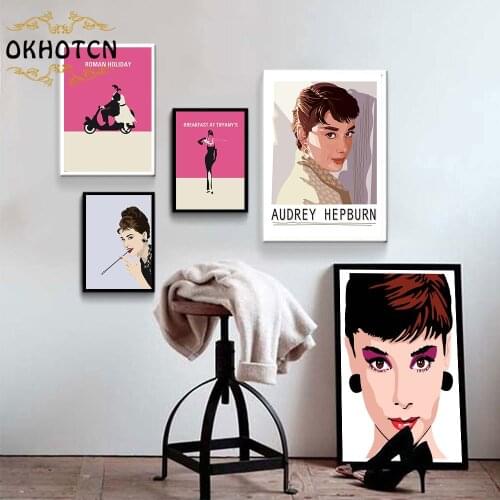 Fashion Oil Paint Poster Audrey Hepburn Canvas Painting Vintage Movie Picture For Modern Home Living Room Wall Art Decoration