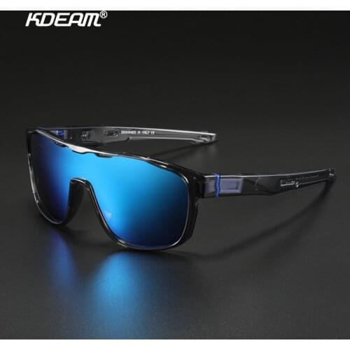 Fashion Polarized Sunglasses for Men Mirror KDEAM One Piece UV400 Sport Shades Windproof Driving Sun Glasses With Free Box