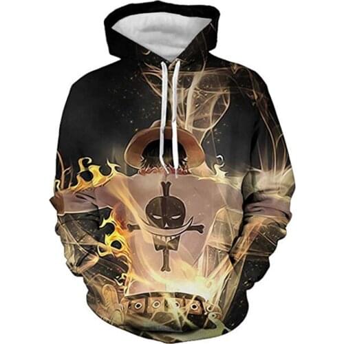 New Cartoon One Piece Monkey D. Luffy 3D Hoodies Men Fashion Casual Cosplay Costume Autumn Winter Funny Sweatshirt Streetwear