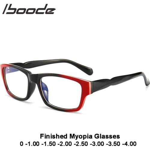 Iboode Finsihed Myopia Glasses With Diopter -1.0 1.5 2.0 2.5 3.0 3.5 4.0 Women Men Student Full Frame Myopic Shorsighted Glasses
