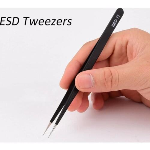 2/6PCS ESD Stainless Steel Tweezer Electronic IC Chips Removal Tool Tweezers Soldering for Phone Motherboard Repair Forceps