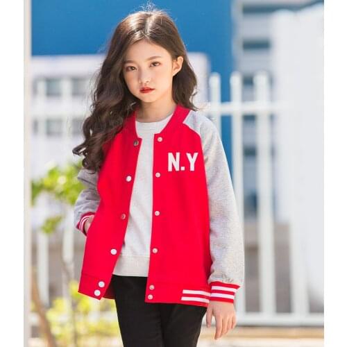 Teenager Baseball Jackets For Girls 8 9 10 12 13 14 15 16 Y Spring Long Sleeve Sports Outwear Kids Coat Big Girls Casaco Menina