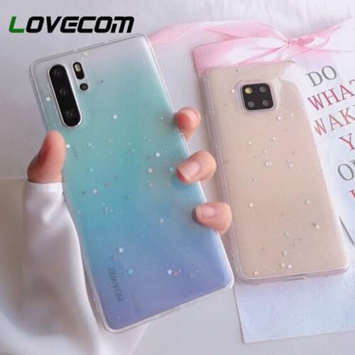 LOVECOM Glitter Star Clear Phone Case For Huawei P20 P30 P40 Lite P20 P30 P40 Pro Mate 20 30 Pro Case Soft Epoxy Phone Cover Bag