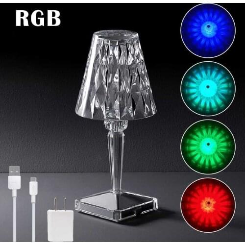 Romantic Night Light USB Touch Sensor Desk Lamp Bar Decor Light Restaurant Table Lamps Fixture Bed Lamp Acrylic Crystal Light
