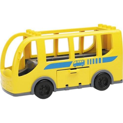 DIY Bus Model Vehicle Set Car Bricks Large particles Building Blocks transport accessory Kids Toys Compatible with Duplo Gift